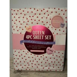 Envogue Queen Sheet Set 4 Pc New Valentines Day Red Hearts Love